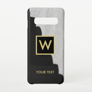 Elegant Black and Gold Monogram Text Samsung Galaxy S10 Case