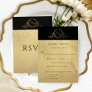 Elegant Black and Gold Monogram w/without meals RSVP Card
