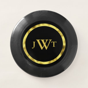 Elegant Black and Gold Monogram Wham-O Frisbee