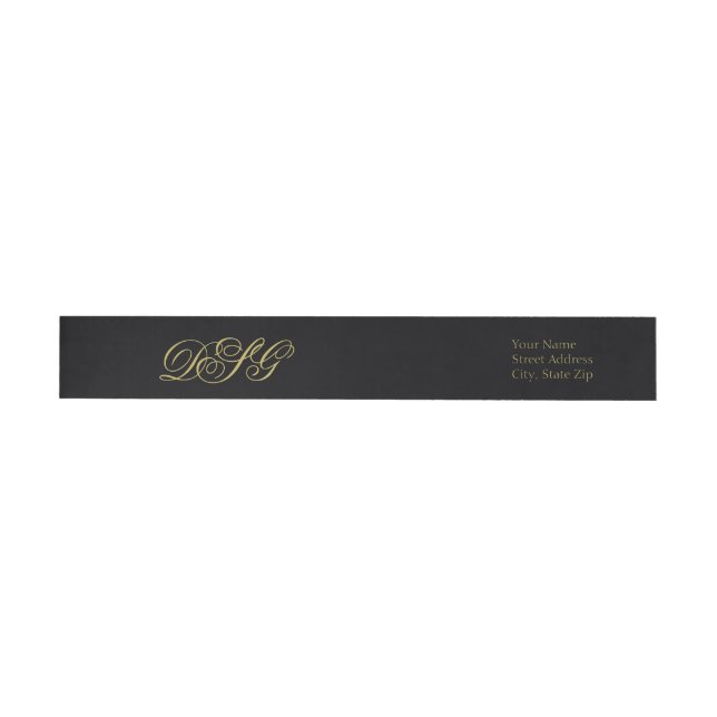 Elegant Black and Gold Monogram Wrap Around Label (Individual)