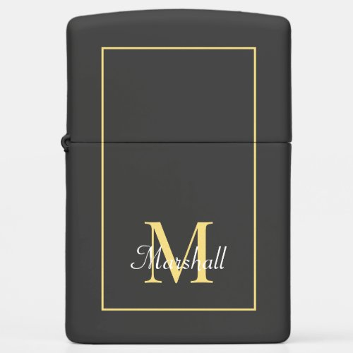Elegant Black And Gold Monogrammed Zippo Lighter