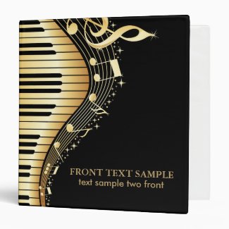 Elegant Black And Gold Music Notes Design 3 Ring Binder