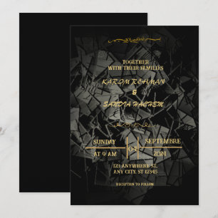 Elegant Black and gold Muslim Wedding Invitation