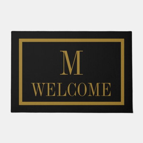  Elegant black and Gold name monogram door mat