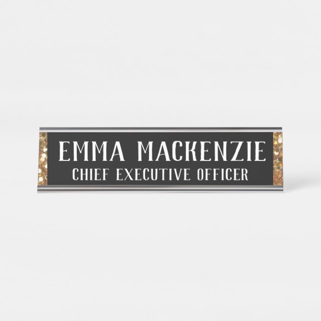Elegant Black and Gold Name Plate - Desk (Front)