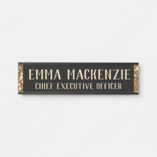 Elegant Black and Gold Name Plate - Door Sign