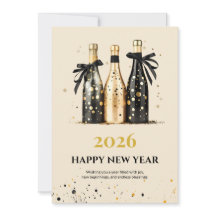 Elegant Black and Gold New Year Greeting Card