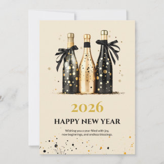 Elegant Black and Gold New Year Greeting Card