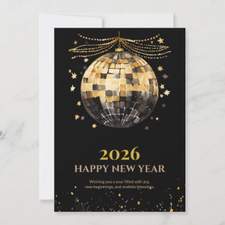 Elegant Black and Gold New Year Greeting Card