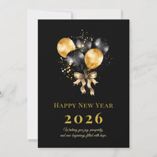Elegant Black and Gold New Year Greeting Card