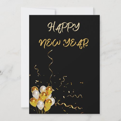 ELEGANT BLACK AND GOLD  NEW YEAR  HOLIDAY CARD