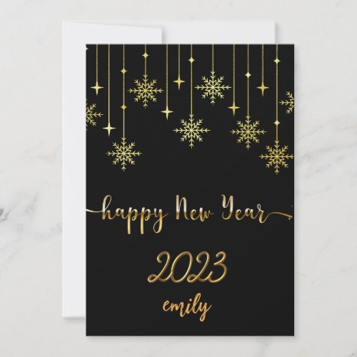 ELEGANT BLACK AND GOLD  NEW YEAR  HOLIDAY CARD