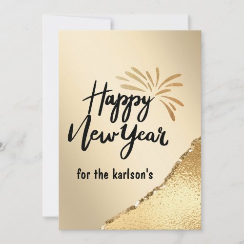 ELEGANT BLACK AND GOLD NEW YEAR  HOLIDAY CARD