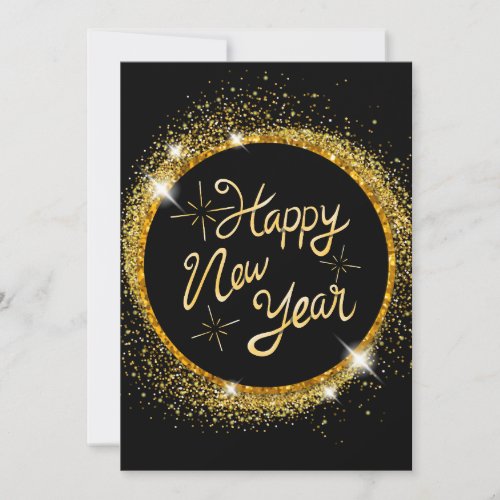 ELEGANT BLACK AND GOLD  NEW YEAR  HOLIDAY CARD