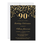Elegant Black And Gold Ninety 90th Birthday