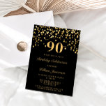 Elegant Black And Gold Ninety 90th Birthday Invitation<br><div class="desc">Black And Gold Forty 90th Birthday Invitation</div>