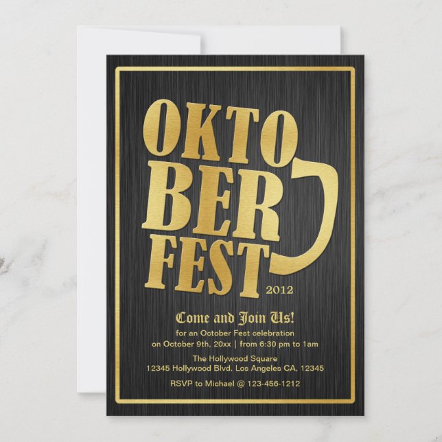 Elegant Black and Gold Oktoberfest Card (Front)
