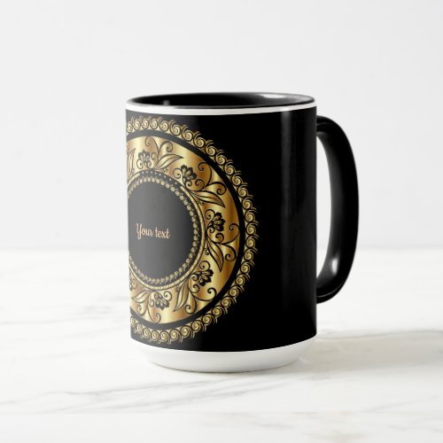 Elegant Black and Gold Ornate Template Mug