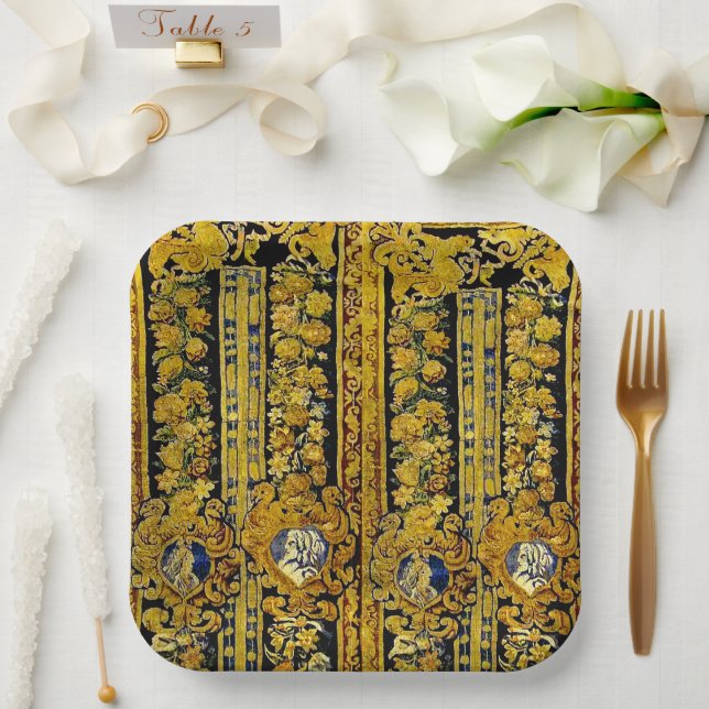Elegant Black and Gold  Paper Plates (Wedding)