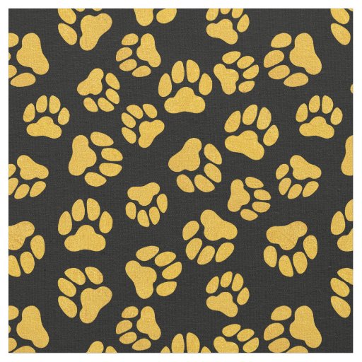 miniature paw prints on black designer fabric from the USA pure