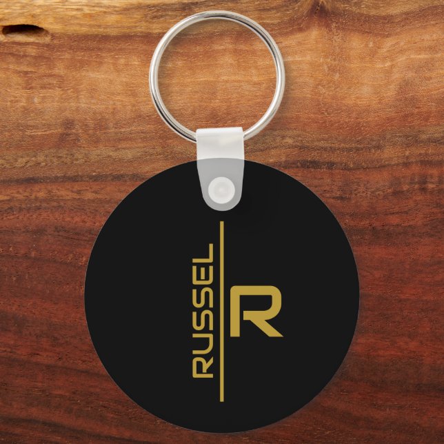 Elegant Black and Gold Personalized Groomsmen  Keychain (Front)