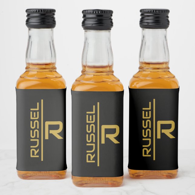 Elegant Black and Gold Personalized Groomsmen  Liquor Bottle Label (Bottles)