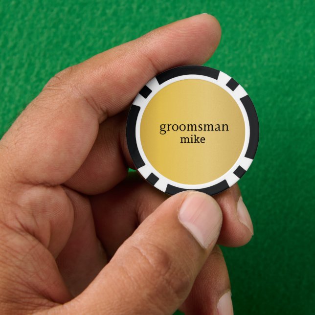 Elegant Black and Gold Personalized Groomsmen Poker Chips (Hand)