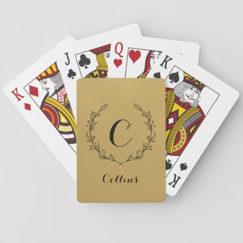 Elegant Black and Gold Personalized Name Initial Poker Cards