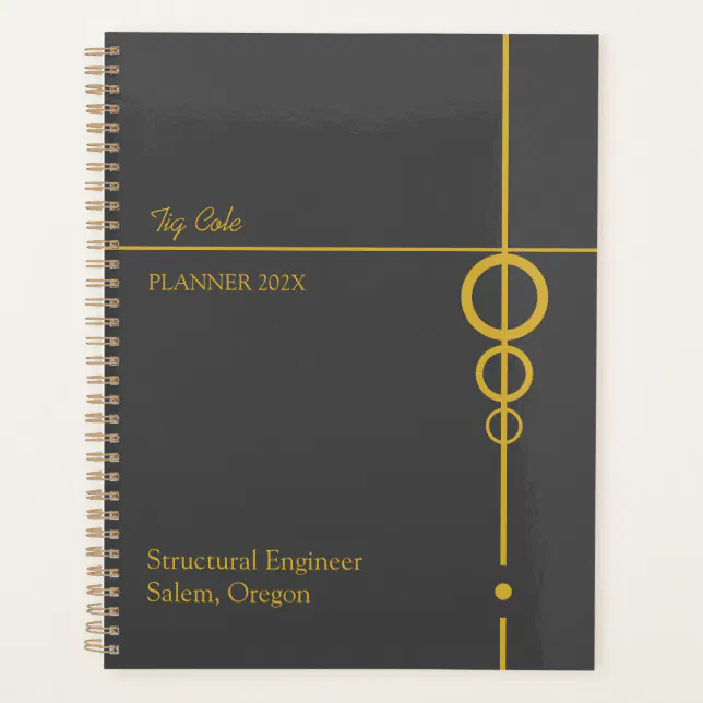 Elegant Black and Gold Personalized Planner | Zazzle