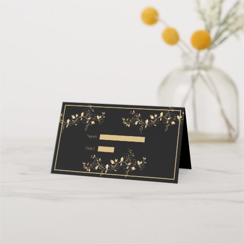 Elegant Black and Gold Place Card