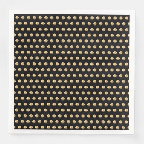 Elegant Black and Gold Polka Dots Pattern Chic Paper Dinner Napkins