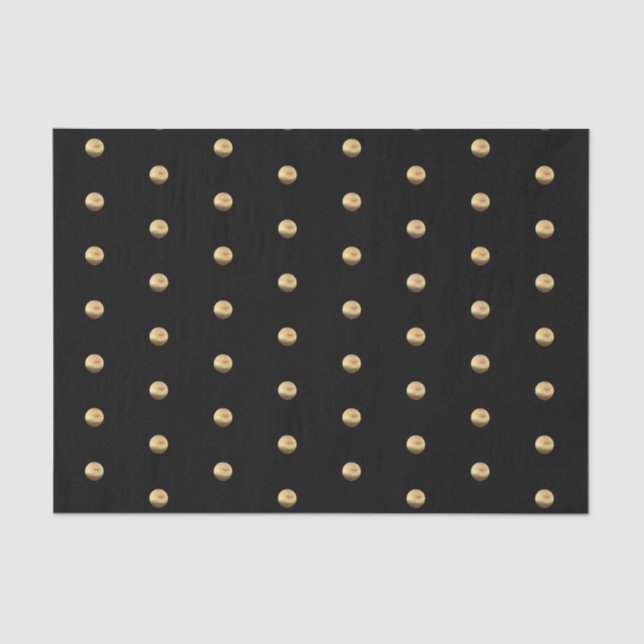 Elegant Black and Gold Polka Dots Pattern Chic Tissue Paper (Front)