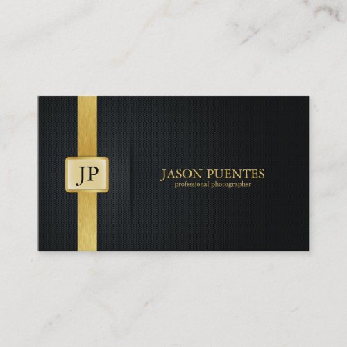 Elegant Black and Gold Professional Photographer Business Card