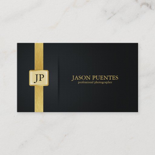 Customizable Elegant Black and Gold Professional Photographer Business Cards
