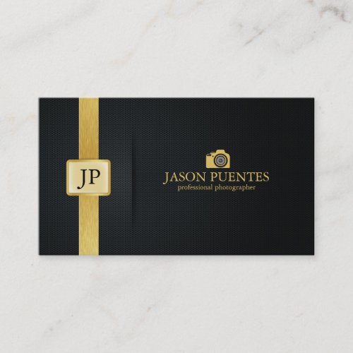 Elegant Black and Gold Professional Photographer Business Card