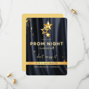 Elegant Black and Gold Prom Night Invitation 2025