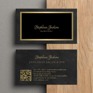 Elegant black and gold QR code luxury Business Card