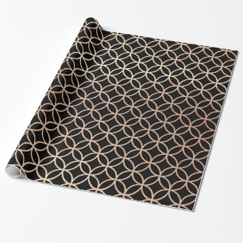 Elegant Black And Gold Quatrefoil Design Wrapping Paper by MagnoliaVintage at Zazzle