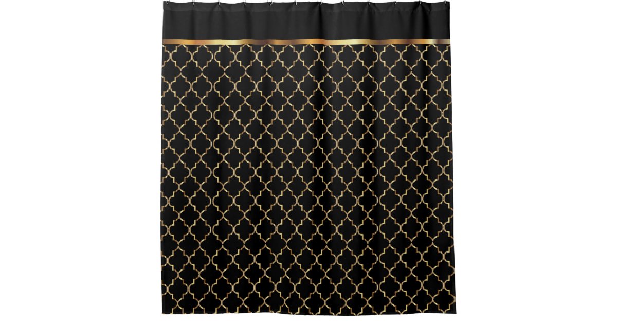 Elegant Black And Gold Quatrefoil Patterns Shower Curtain Zazzle Com Elegant Black And Gold Quatrefoil Patterns Shower Curtain