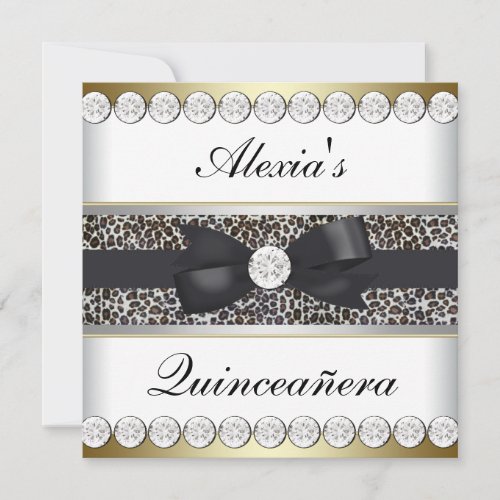 Elegant Black and Gold Quinceanera Personalized Announcement