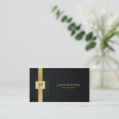 Elegant Black and Gold real estate agent Business Card (Standing Front)
