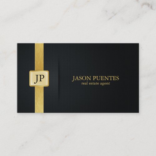 Elegant Black and Gold real estate agent Business Cards