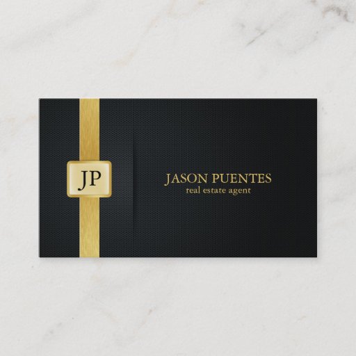 Customizable Elegant Black and Gold real estate agent Business Cards