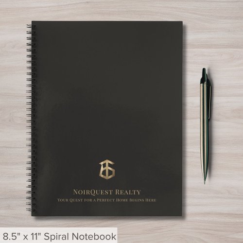 Elegant Black and Gold Real Estate Logo Notebook