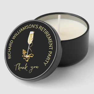 Elegant Black and Gold Retirement Party Favor Mini Candle Favors