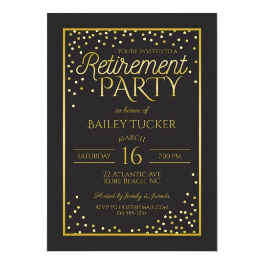 Elegant Black and Gold Retirement Party Invitation | Zazzle.com