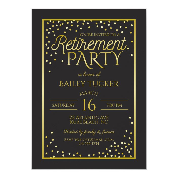 Elegant Black and Gold Retirement Party Invitation | Zazzle.com