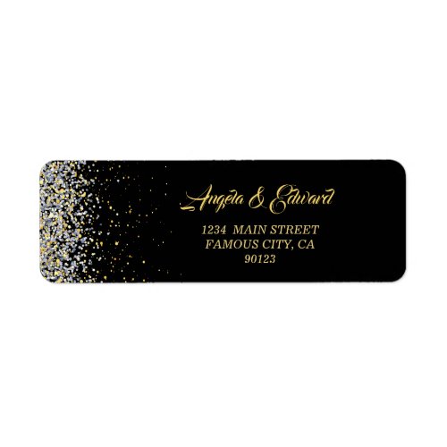 Elegant Black And Gold Return Address Label