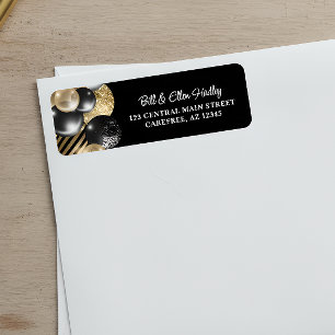 Elegant Black and Gold Return Address Label