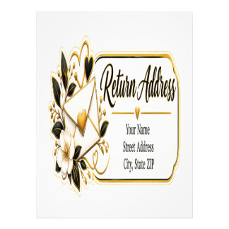 Elegant Black and Gold Return Address Labels Photo Print